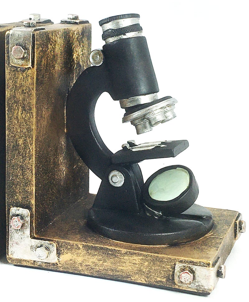 Bellaa 22731 Decorative Bookend Scientist Book Ends Support Bookshelves Science Gift Heavy Duty Non Skid Gold Home Decor 6 Inches - Image 5
